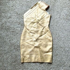 Gold One Shoulder Dress
